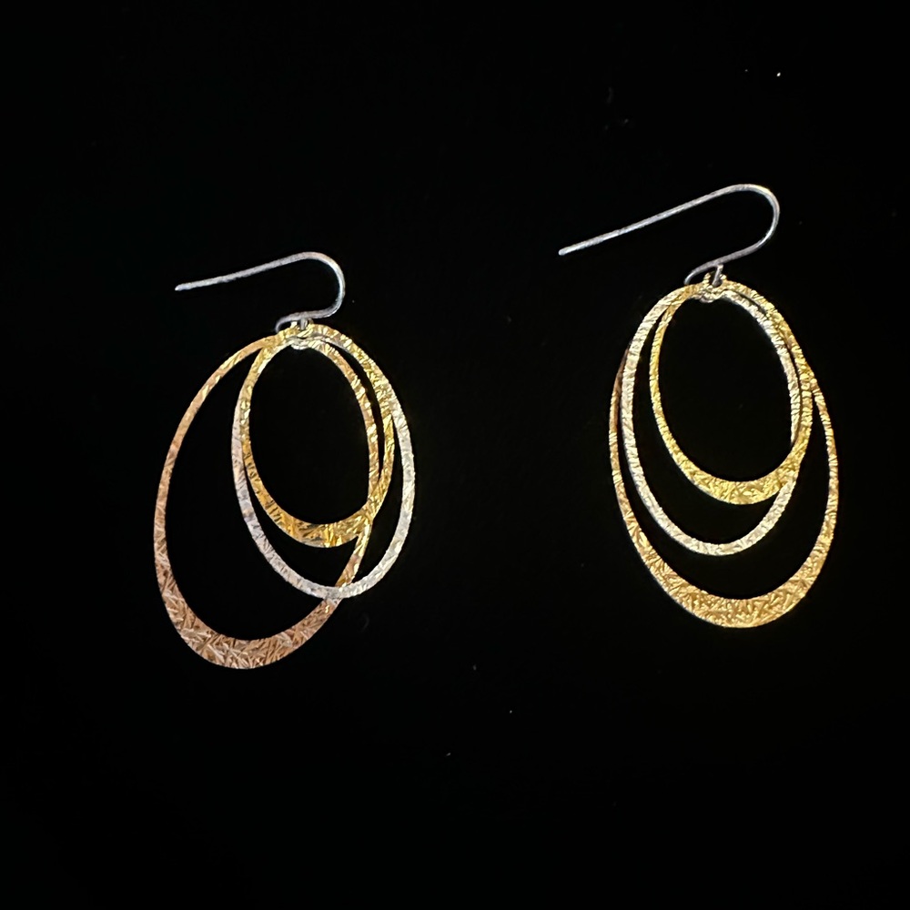 Yellow, White, and Rose Gold Multi-Hoop Dangle Earrings - Women's Jewelry